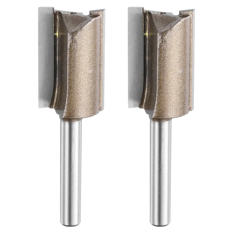2pcs Straight Router Bit 1/4 Shank 3/4" Cutting Dia 2 Flutes 1.18" YG6 Carbide