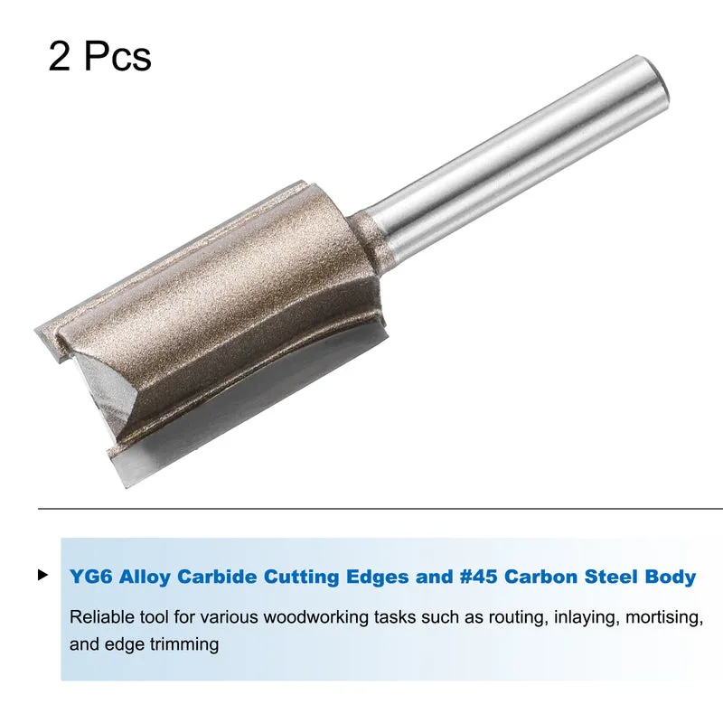 2pcs Straight Router Bit 1/4 Shank 45/64" Cutting Dia 2 Flutes 1.18" YG6 Carbide