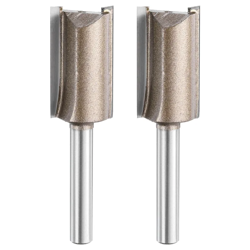 2pcs Straight Router Bit 1/4 Shank 43/64" Cutting Dia 2 Flutes 1.18" YG6 Carbide