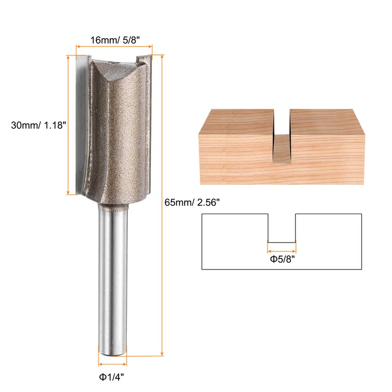 2pcs Straight Router Bit 1/4 Shank 5/8" Cutting Dia 2 Flutes 1.18" YG6 Carbide