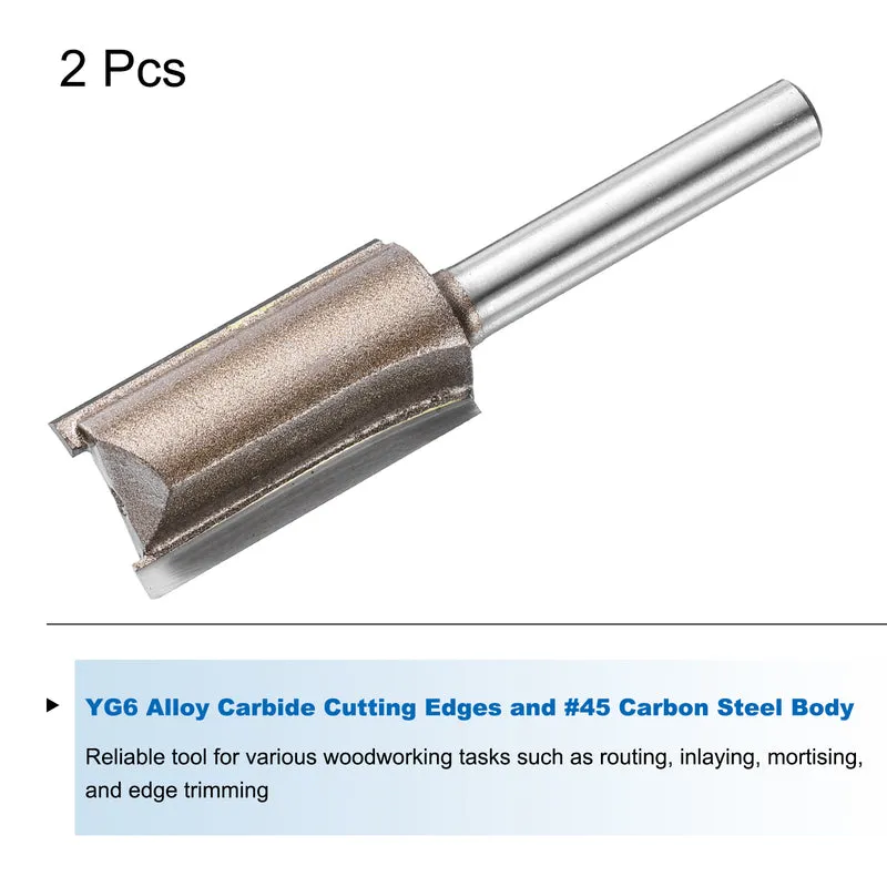 2pcs Straight Router Bit 1/4 Shank 5/8" Cutting Dia 2 Flutes 1.18" YG6 Carbide
