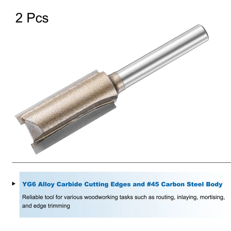 2pcs Straight Router Bit 1/4 Shank 35/64" Cutting Dia 2 Flutes 1.18" YG6 Carbide