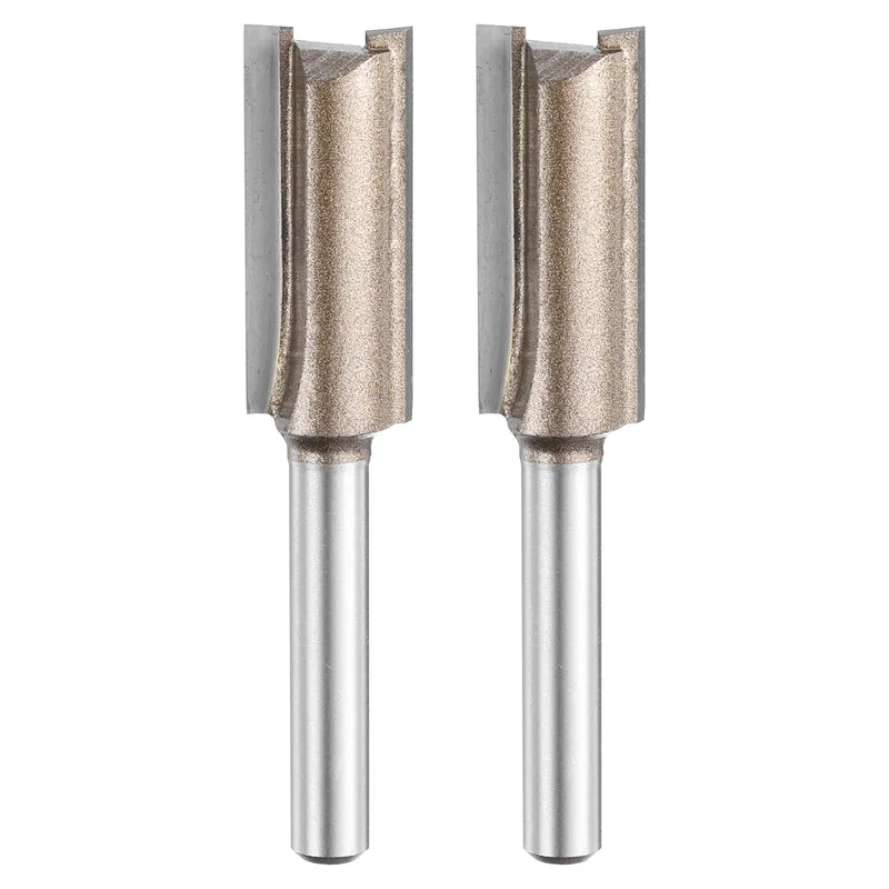 2pcs Straight Router Bit 1/4 Shank 33/64" Cutting Dia 2 Flutes 1.18" YG6 Carbide