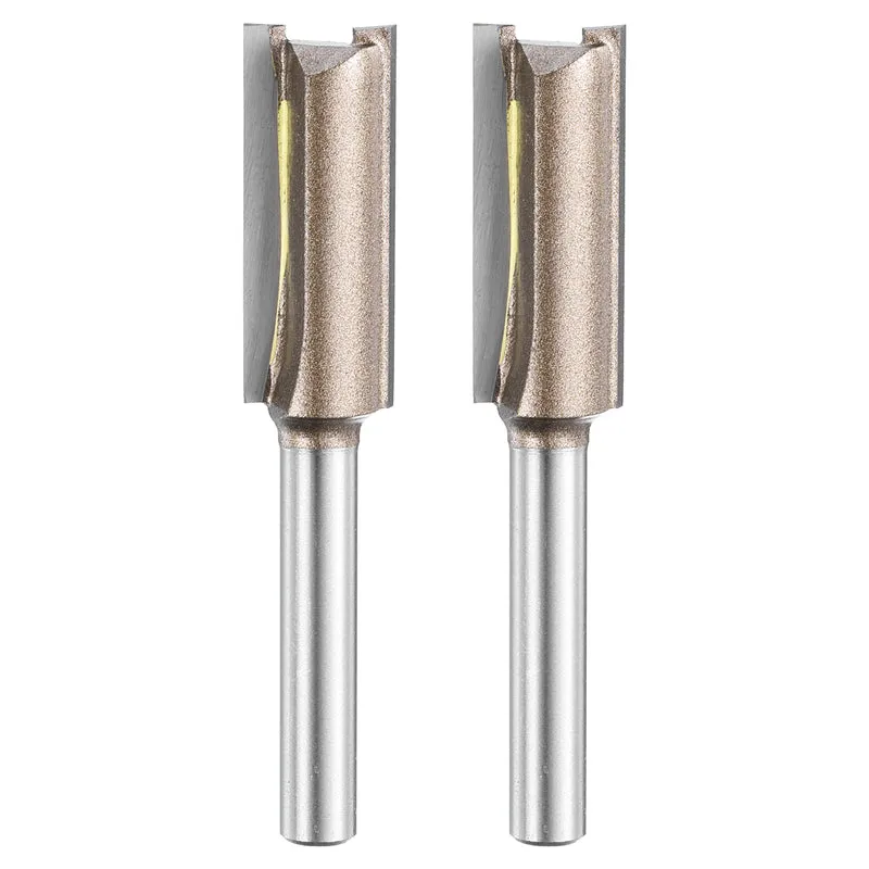 2pcs Straight Router Bit 1/4 Shank 15/32" Cutting Dia 2 Flutes 1.18" YG6 Carbide