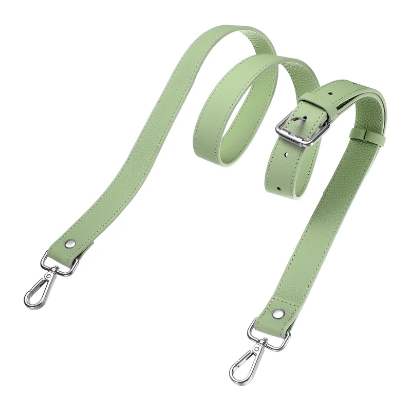1" Genuine Leather Purse Strap for Bag (Lake Green, Silver Buckle)
