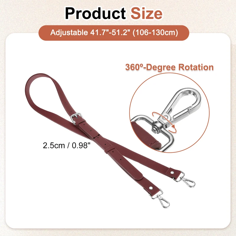1" Genuine Leather Purse Strap for Bag (Burgundy, Silver Buckle)