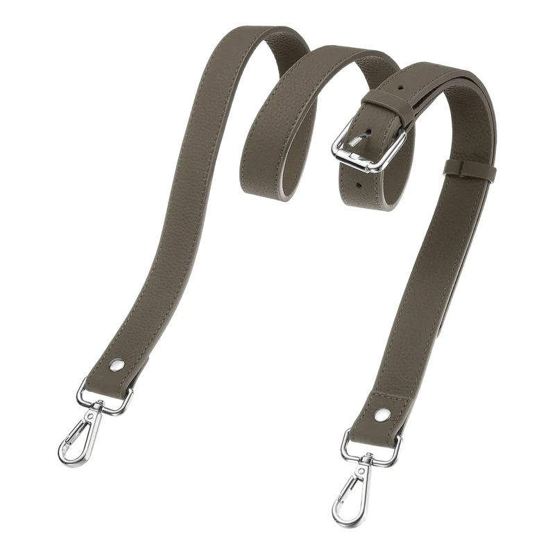 1" Genuine Leather Purse Strap for Bag (Dark Gray, Silver Buckle)