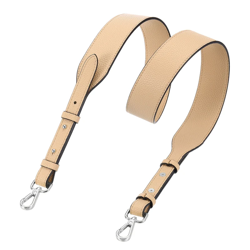 45.3" Adjustable PU Leather Purse Strap Crossbody Replacement Apricot/Silver