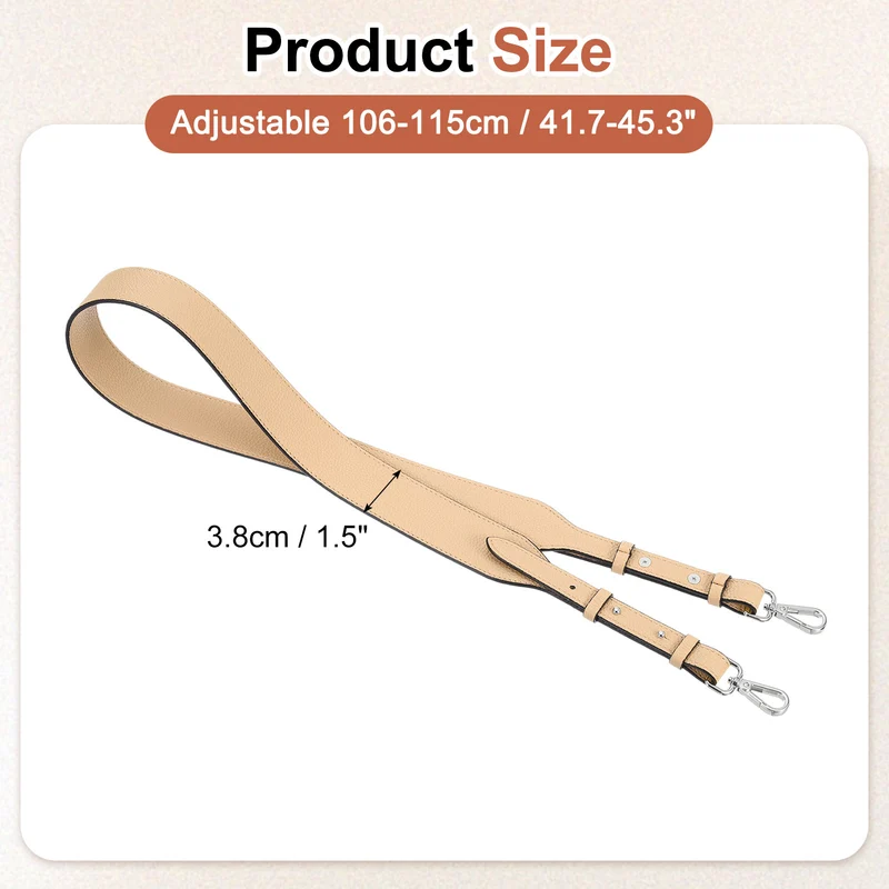 45.3" Adjustable PU Leather Purse Strap Crossbody Replacement Apricot/Silver