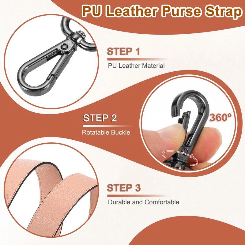 45.3" Adjustable PU Leather Purse Strap Crossbody Replacement Pink/Black