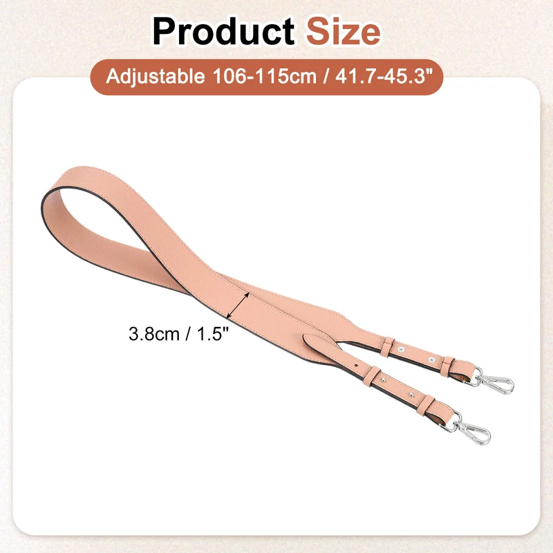 45.3" Adjustable PU Leather Purse Strap Crossbody Replacement Pink/Silver