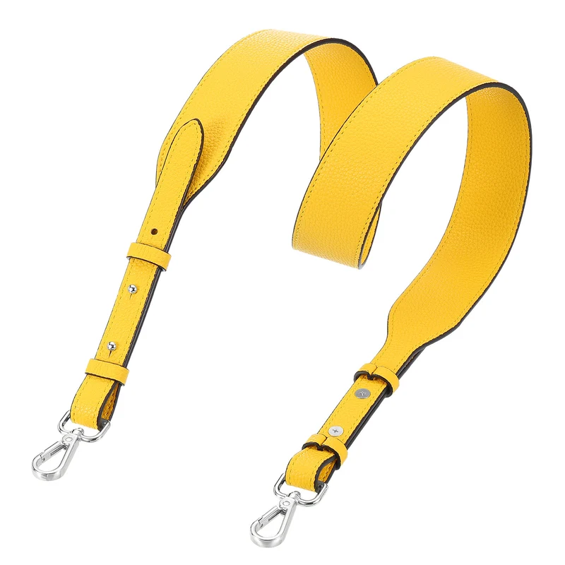 45.3" Adjustable PU Leather Purse Strap Crossbody Replacement Yellow/Silver