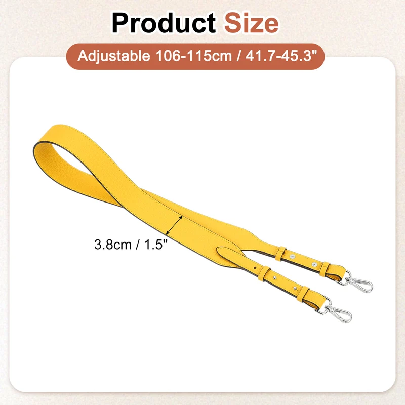 45.3" Adjustable PU Leather Purse Strap Crossbody Replacement Yellow/Silver