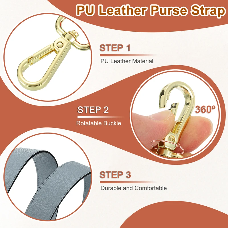 45.3" Adjustable PU Leather Purse Strap Crossbody Replacement Blue/Gold