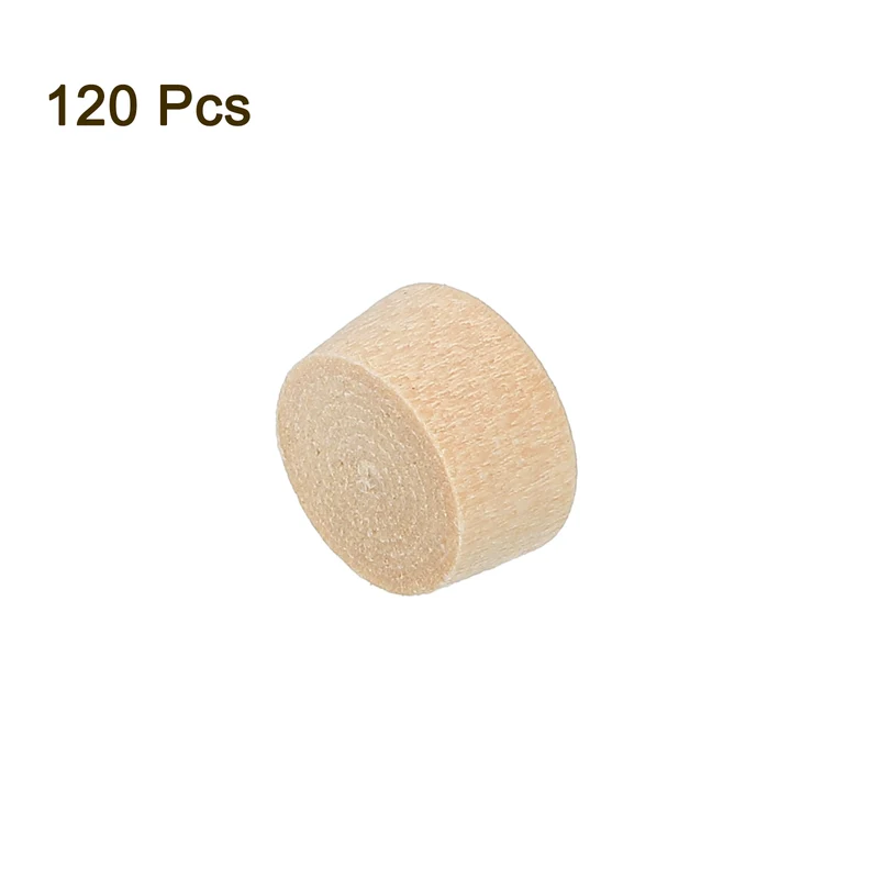 120Pcs Wood Button Plugs, 8mm/0.31" Hardwood Screw Hole Plug for Woodworking