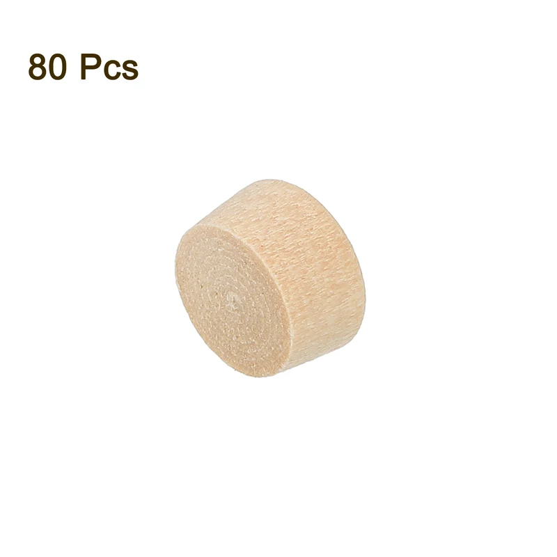 80Pcs Wood Button Plugs, 8mm/0.31" Hardwood Screw Hole Plug for Woodworking
