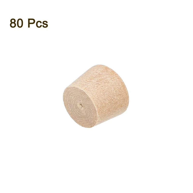 80Pcs Wood Button Plugs, 7.5mm/0.3" Hardwood Screw Hole Plug for Woodworking