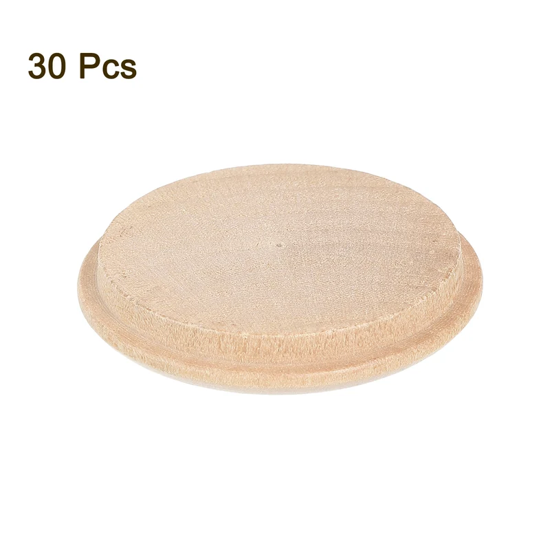 30Pcs Wood Button Plugs, 40mm/1.57" Hardwood Screw Hole Plug for Furniture