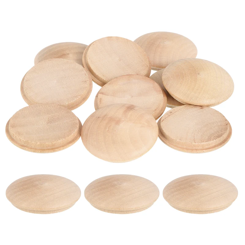 10Pcs Wood Button Plugs, 40mm/1.57" Hardwood Screw Hole Plug for Furniture
