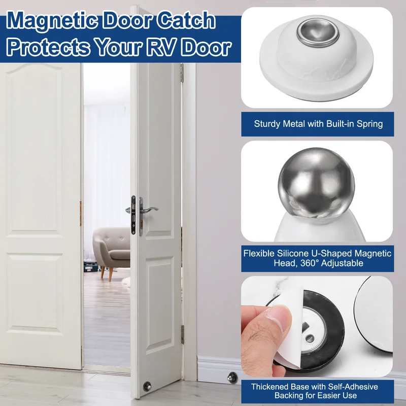 2Pcs 3" Magnetic Door Stoppers Silicone Door Stop with Adhesive Bright White