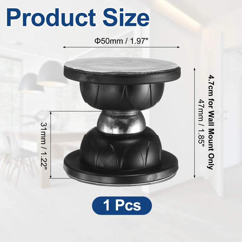 1.9" Magnetic Door Stoppers, Silicone Door Stop with Adhesive, Black