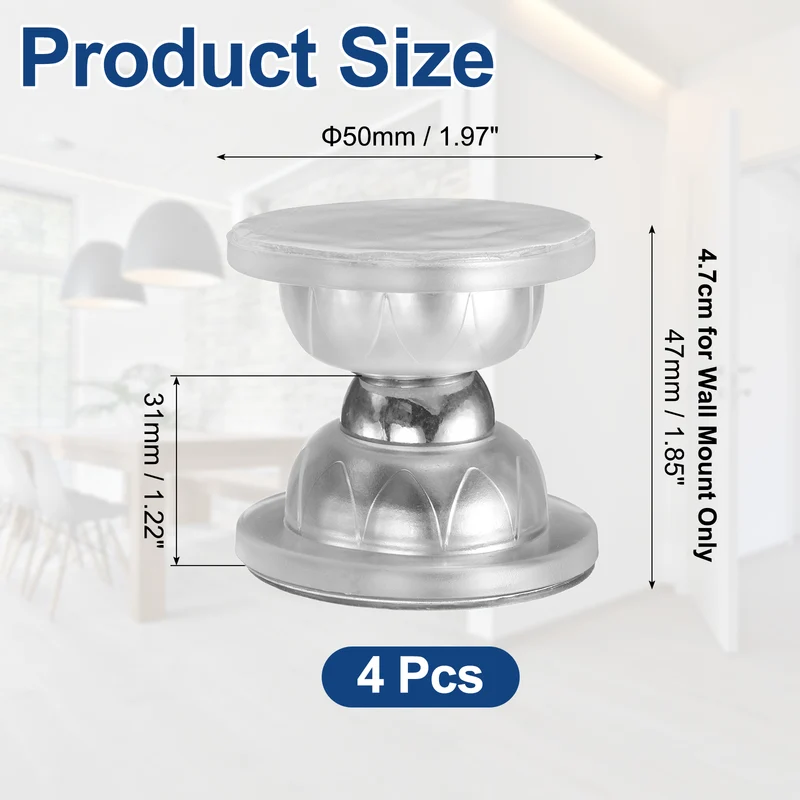 4Pcs 1.9" Magnetic Door Stoppers, Silicone Door Stop with Adhesive, Transparent