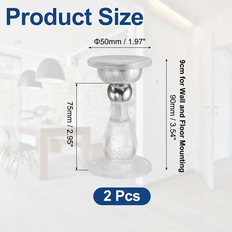 2Pcs 3.5" Magnetic Door Stoppers, Silicone Door Stop with Adhesive, Transparent