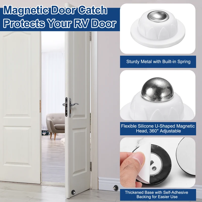 4Pcs 1.9" Magnetic Door Stoppers, Silicone Door Stop with Adhesive, White