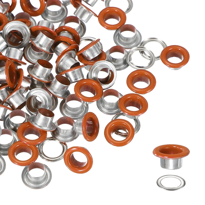 Grommets Kit, Metal Eyelets with Washers 6mm 1/4" & 250 Set & Orange