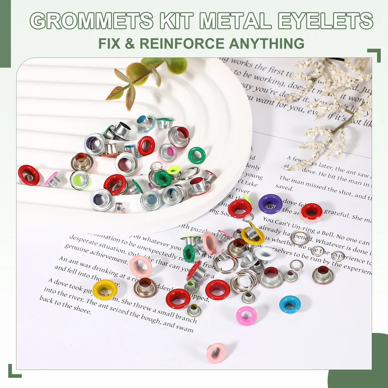 Grommets Kit, Metal Eyelets with Washers 6mm 1/4" & 250 Set & Orange
