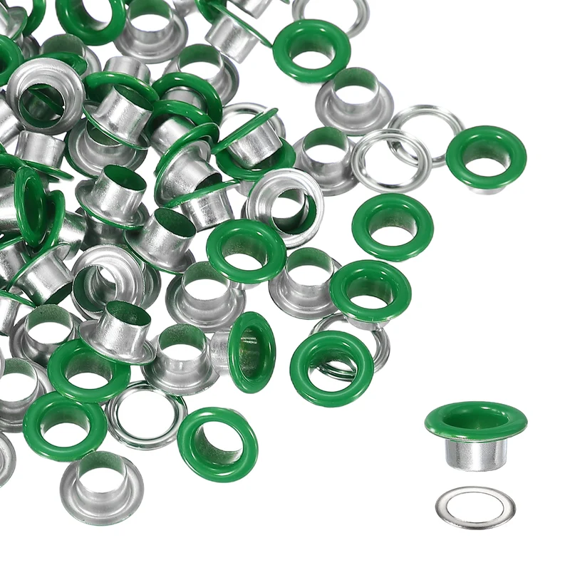 Grommets Kit, Metal Eyelets with Washers 6mm 1/4" & 250 Set & Cyan