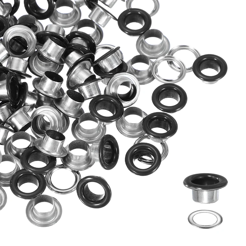 Grommets Kit, Metal Eyelets with Washers 6mm 1/4" & 250 Set & Matte Black