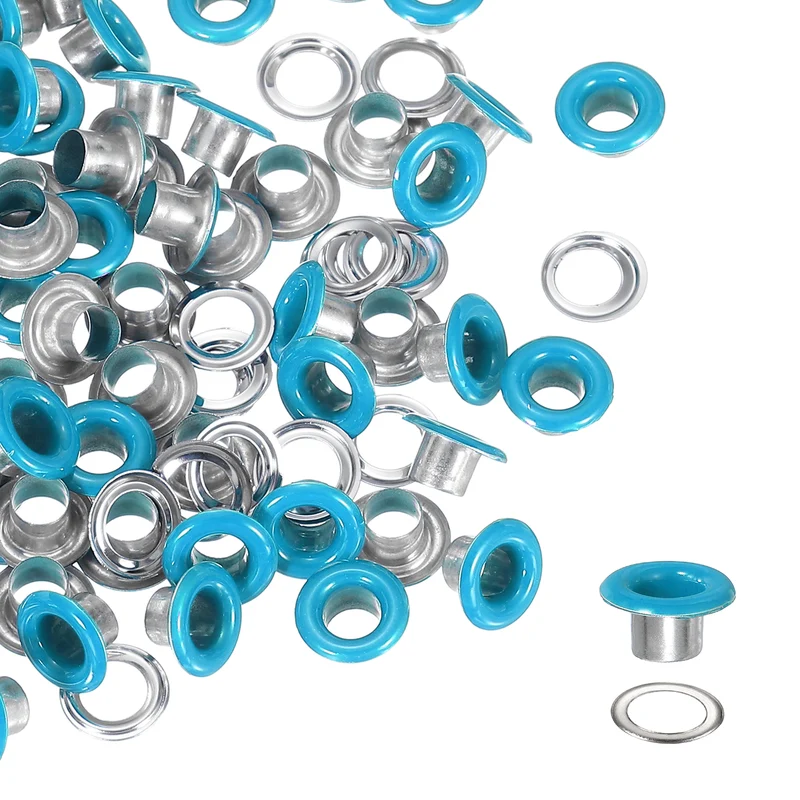 Grommets Kit, Metal Eyelets with Washers 5mm 3/16" & 250 Set & Sky Blue