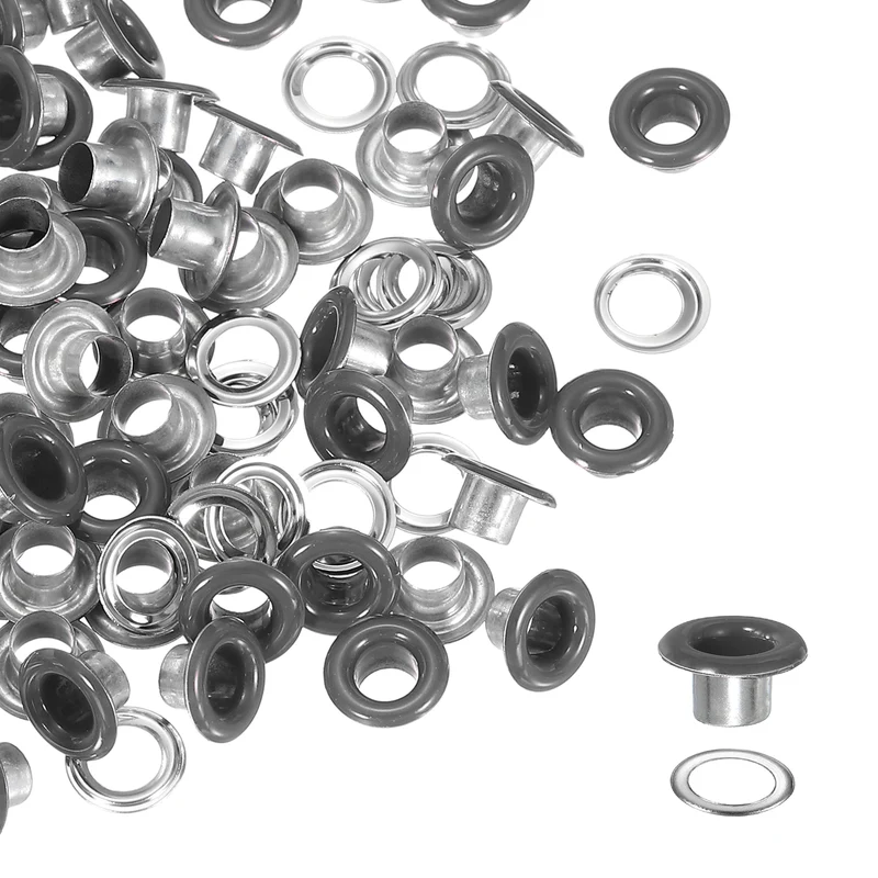 Grommets Kit, Metal Eyelets with Washers 5mm 3/16" & 250 Set & Gray