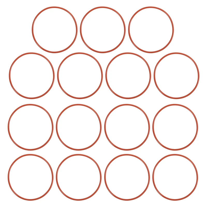 15Pcs Silicone O-Ring 60mm OD 56mm ID 2mm Width VMQ Sealing Gasket, Red