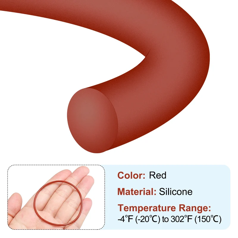 15Pcs Silicone O-Ring 58mm OD 54mm ID 2mm Width VMQ Sealing Gasket, Red