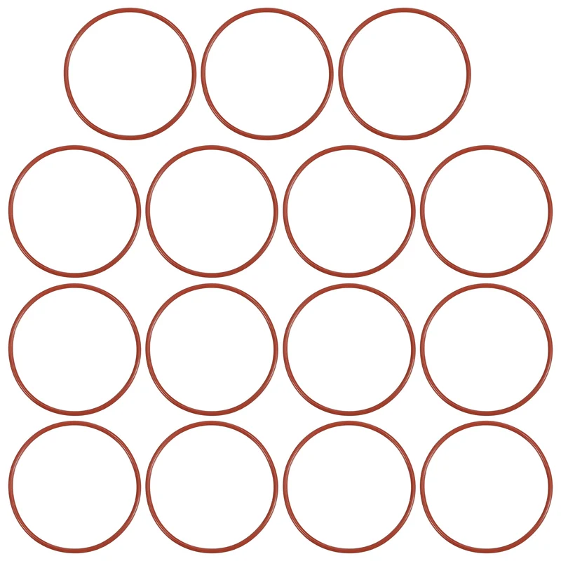 15Pcs Silicone O-Ring 54mm OD 50mm ID 2mm Width VMQ Sealing Gasket, Red