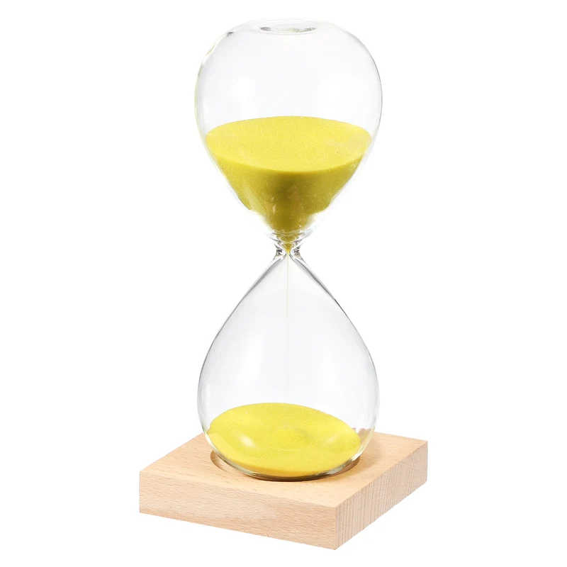 30 Minutes Sand Timer, Sand Watch with Wood Base, Yellow