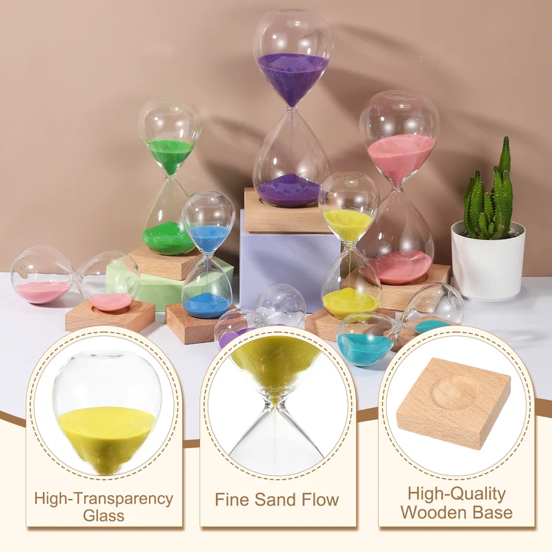 30 Minutes Sand Timer, Sand Watch with Wood Base, Yellow