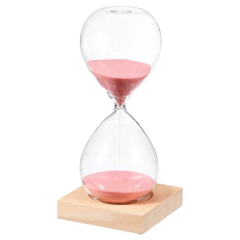 30 Minutes Sand Timer, Sand Watch with Wood Base, Pink
