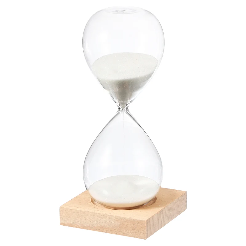 30 Minutes Sand Timer, Sand Watch with Wood Base, White