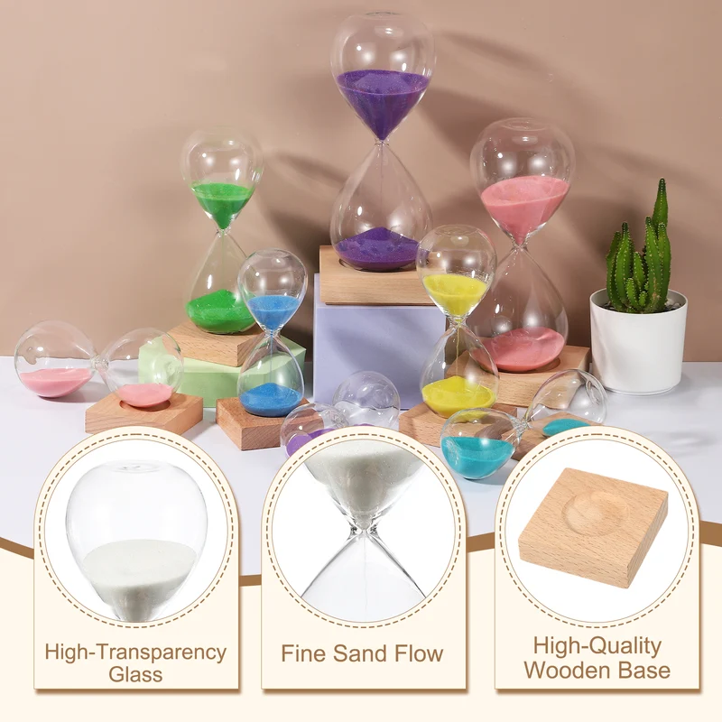 30 Minutes Sand Timer, Sand Watch with Wood Base, White