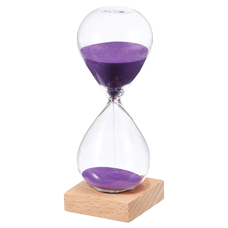 15 Minutes Sand Timer, Sand Watch with Wood Base, Purple