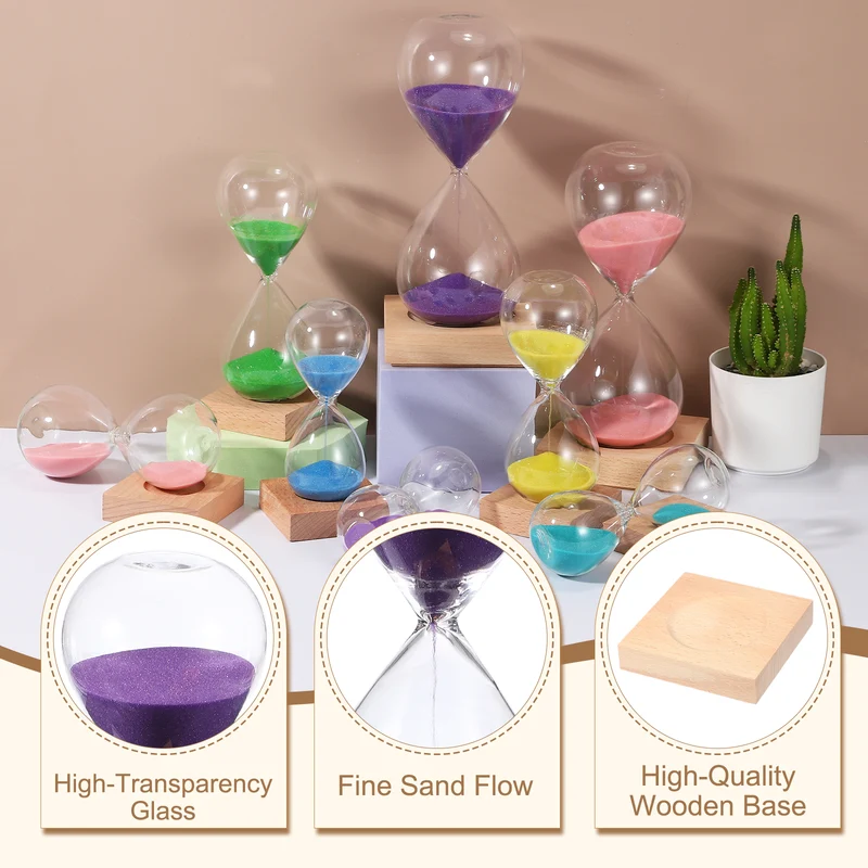 15 Minutes Sand Timer, Sand Watch with Wood Base, Purple