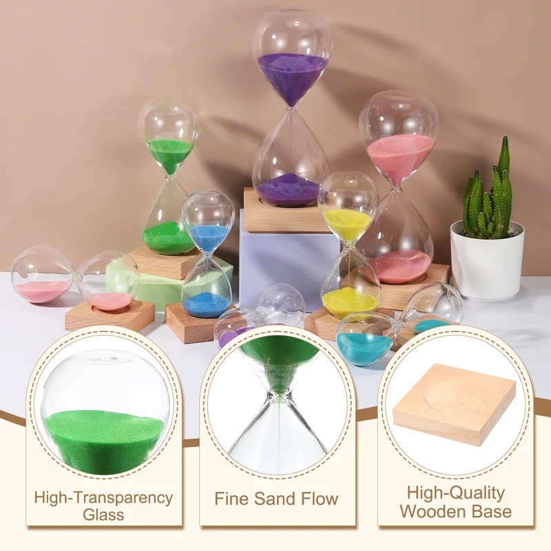 15 Minutes Sand Timer, Sand Watch with Wood Base, Green