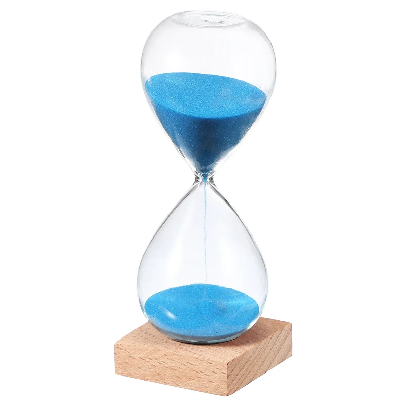 15 Minutes Sand Timer, Sand Watch with Wood Base, Blue