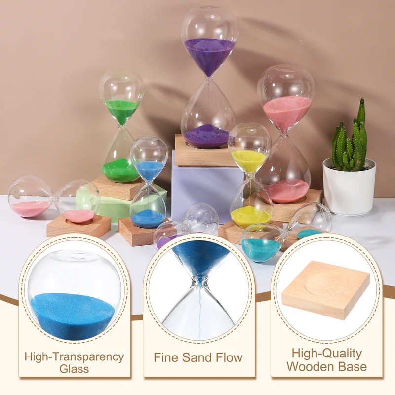 15 Minutes Sand Timer, Sand Watch with Wood Base, Blue