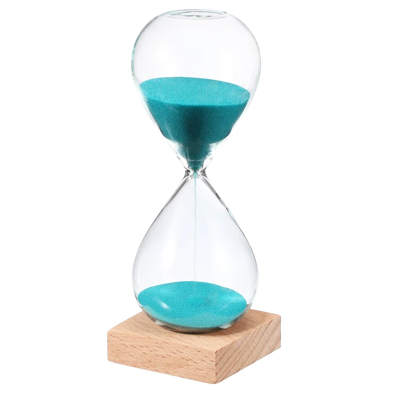 15 Minutes Sand Timer, Sand Watch with Wood Base, Bright Blue