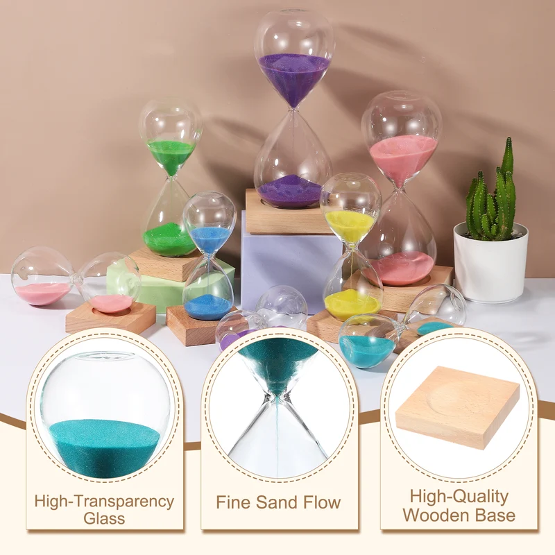 15 Minutes Sand Timer, Sand Watch with Wood Base, Bright Blue
