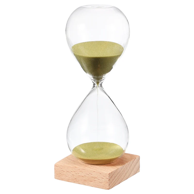 15 Minutes Sand Timer, Sand Watch with Wood Base, Gold